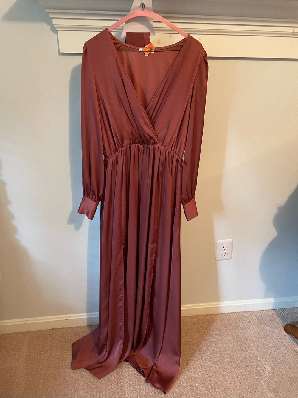 Baltic Born Dusty Rose Long Sleeve V-Neck Maxi Dress